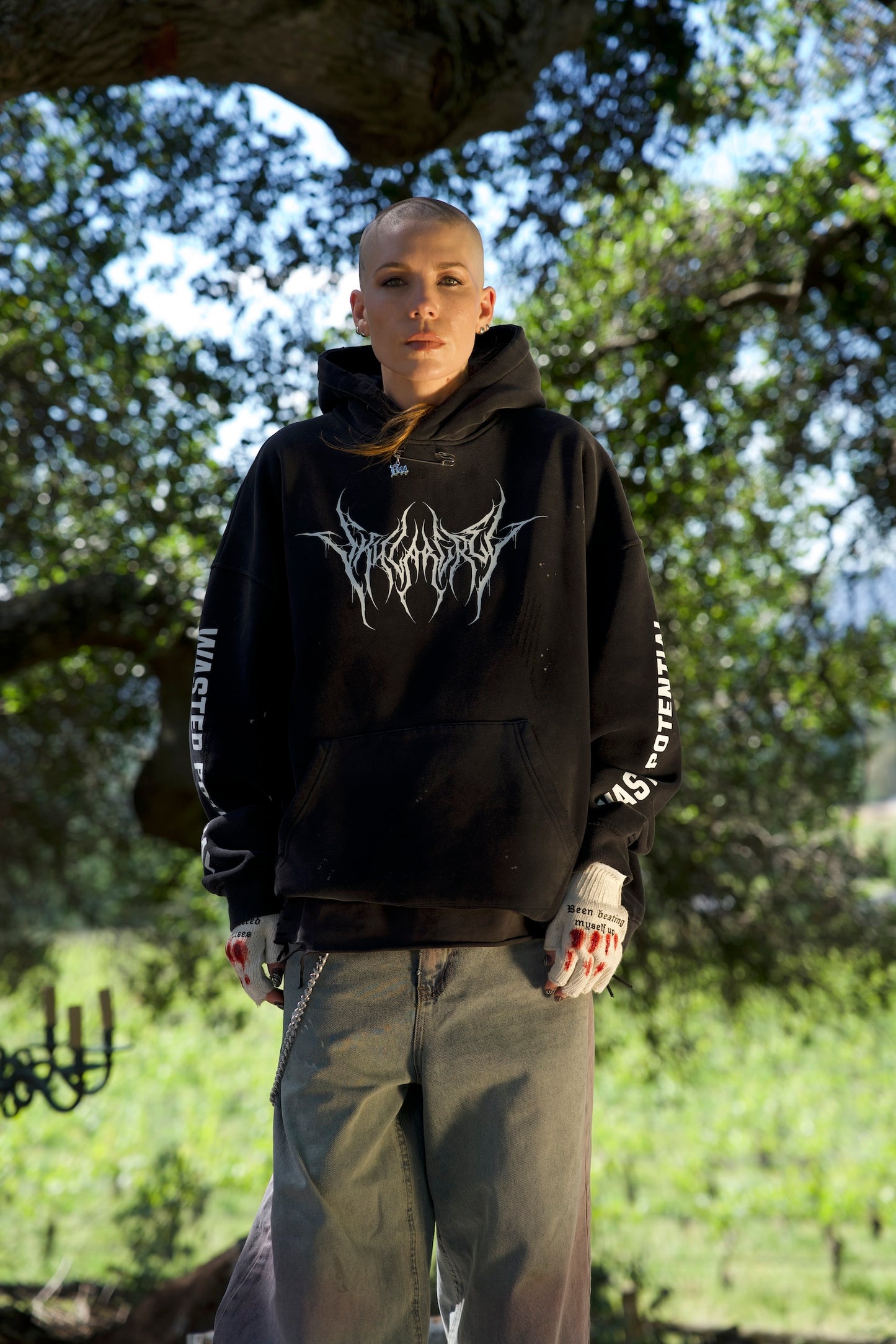 B44-V-SG: DROP 1 – Metal Logo WASTED POTENTIAL Hoodie