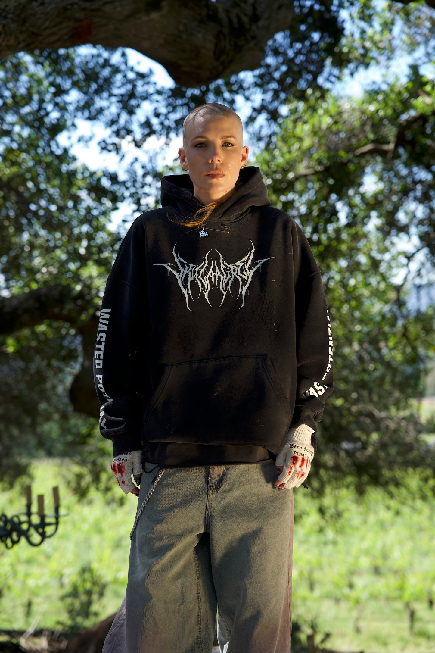 B44-V-SG: DROP 1 – Metal Logo WASTED POTENTIAL Hoodie