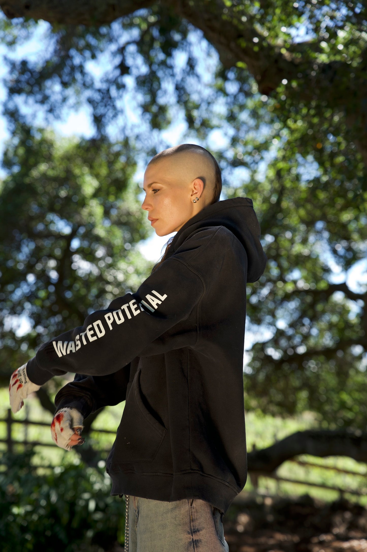 B44-V-SG: DROP 1 – Metal Logo WASTED POTENTIAL Hoodie
