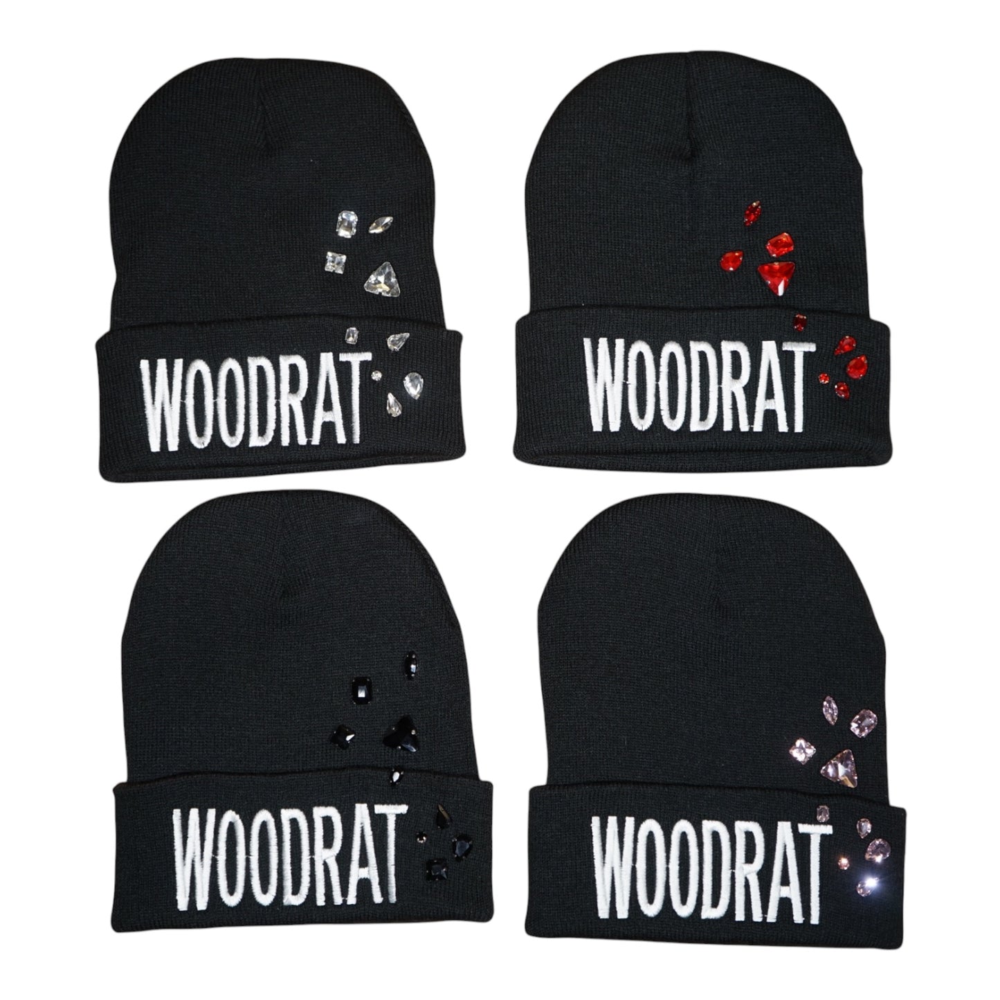 B44-V-SG: DROP 4 – Pink Bejeweled WOODRAT Beanie